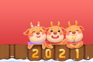 新年快乐2021年牛年可爱4k高清壁纸3840x2160