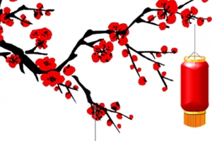 春节喜庆的灯笼梅花
