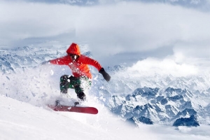 清新冬季滑雪运动海报