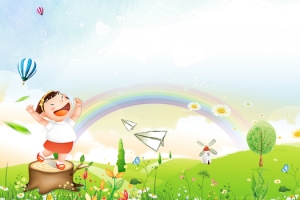 快乐阅读卡通简约草地绿色banner