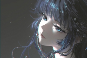 厚涂动漫女孩长发蓝眼睛头饰 3440x1440带鱼屏4K高清壁纸免费下载