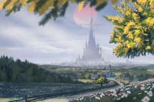 城市 公路 郊外 天空 田野 草 鲜花 情侣 浪漫风景 3440x1440带鱼屏动漫壁纸