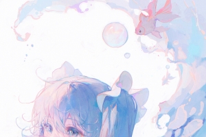 初音少女 天使 鱼 初音未来全面屏3k手机壁纸