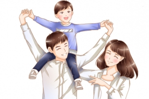 手绘亲子插画国际家庭日一家人欢
