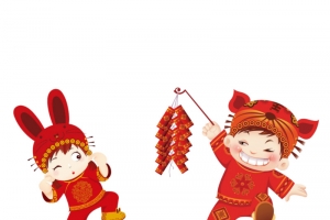 鸡年放鞭炮的小孩