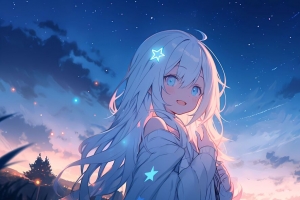 女孩 微笑 星星 动漫 4k壁纸 3840x2160