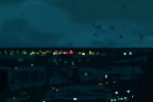 短发女孩背影眺望远方 夜晚城市灯光5120x1600动漫超宽屏高清壁纸免费下载