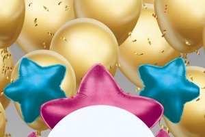 气球背景儿童生日易拉宝