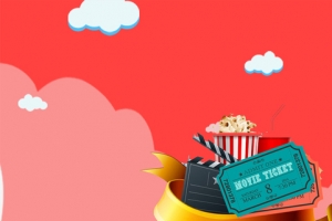 看电影爆米花卡通扁平红色banner