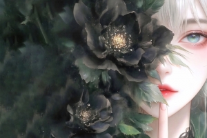 花瓣遮眼 动漫女孩 3440x1440带鱼屏壁纸