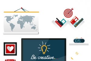 创意工作台高清PNG透明装饰元素PPT设计素材免费下载