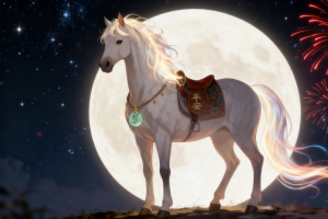 2026马年图片 马年平安 月亮 烟花 4K壁纸3840x2160