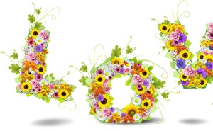 花朵英文字母love七夕