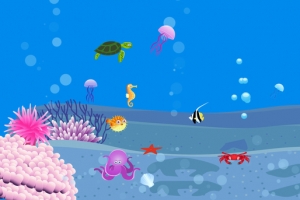 卡通海底海洋鱼群珊瑚背景banner
