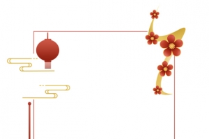 边框花朵灯笼线型边框中国风元素