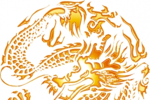 喜庆背景展架金色龙图腾