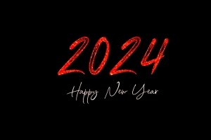 2024新年快乐 红色字体 个性新年4K壁纸 3840x2400