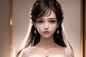 美女，Ai绘画，连衣裙，项链，耳环，珠宝，4k动漫壁纸