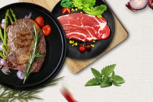 美味牛肉简约灰色背景