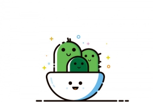 手绘矢量图仙人掌MBE风格可爱