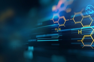 化学科技蓝色电子海报背景