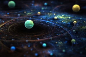 宇宙星球中的繁华海报背景