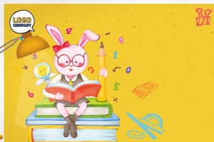 我要当学霸卡通兔子小清新黄色banner