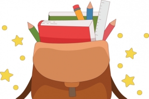 棕色卡通开学书包