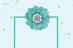 青色矢量插画花卉520促销海报背景