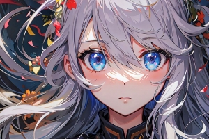 女孩 眼睛 珠宝 花环 动漫 4k壁纸 3840x2160