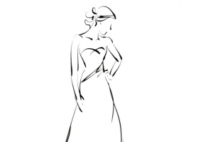 手绘穿着优雅礼服的美女简笔画