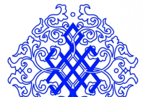 蓝色蒙古花纹矢量