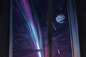 情侣 恋人 看流星 唯美意境4k手机壁纸竖屏2160x3840