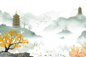 古风，背景，山水，插画