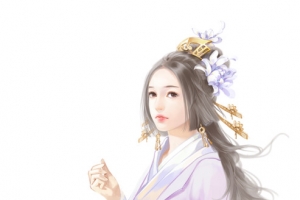 古风立绘浅蓝色衣服女子