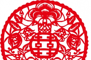 圆形红色喜字帖素材
