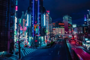 夜城 街道 霓虹灯 灯光 道路 建筑 4k壁纸 3840x2160