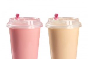 草莓味与原味珍珠奶茶高清PNG透明免扣设计素材免费下载