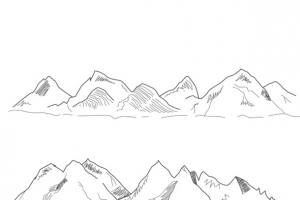 手绘线条山峰山脉
