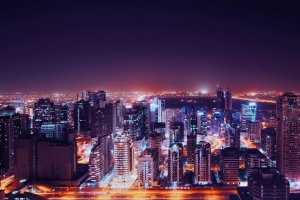 夜城 城市灯光 鸟瞰图 大都市 迪拜 阿联酋 4k壁纸 3840x2160
