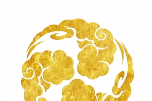 传统金色祥云圆形花纹