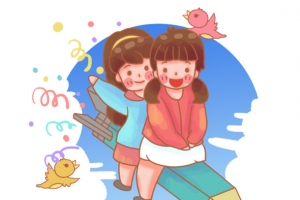 坐在铅笔飞在空中的儿童