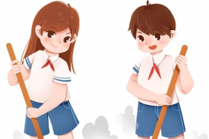 开学季学生值日扫地素材