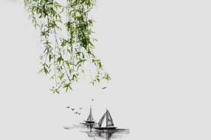 河岸中国风黑白海报banner背景