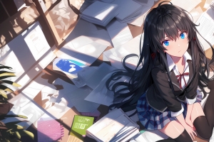 雪之下雪乃 蓝色眼睛 长发 3440x1440带鱼屏壁纸