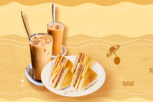 下午茶简约黄色海报背景banner