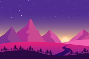 日出森林山插画