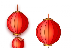 国潮灯笼手绘素材