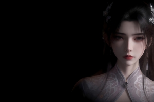 李慕婉暗黑色背景3440x1440带鱼屏壁纸