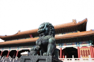 古老石狮宽屏背景